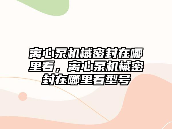 離心泵機械密封在哪里看，離心泵機械密封在哪里看型號